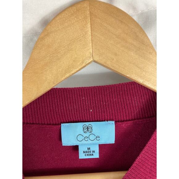 CeCe Burgundy Swiss Dot Sleeve Sweater Size Medium - Picture 5 of 6